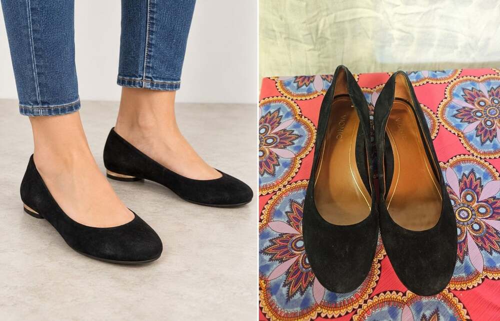 Vionic Black Suede Flats Shoes